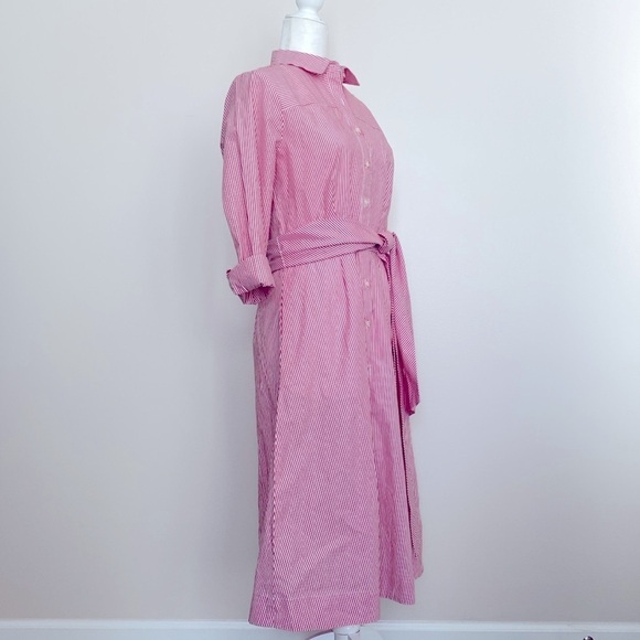 NWT J. Crew red & white striped button up dress - Picture 3 of 12